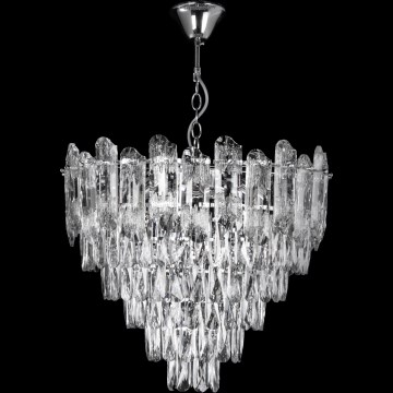 LED πολυέλαιος με αλυσίδα 9xE27/60W/230V + 6xLED/6W, διάμετρος 50 cm, γυαλιστερό χρώμιο
