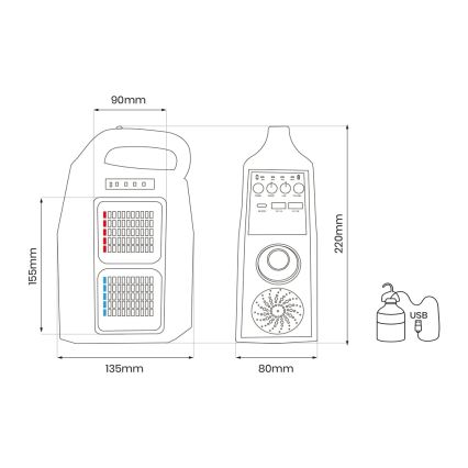 LED Πολυλειτουργικό ηλιακό φως με ηχείο και powerbank LED/5W/7200 mAh IP65
