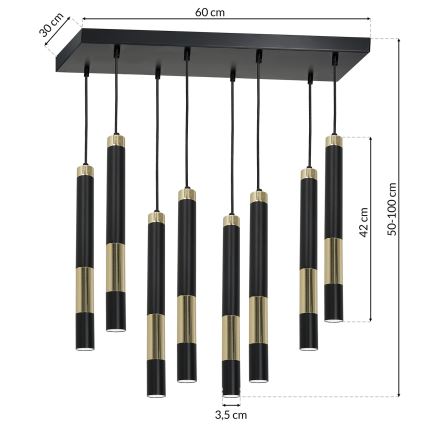 LED Πολύφωτο κρεμαστό με σύρμα DALLAS 8xGU10/3W/230V