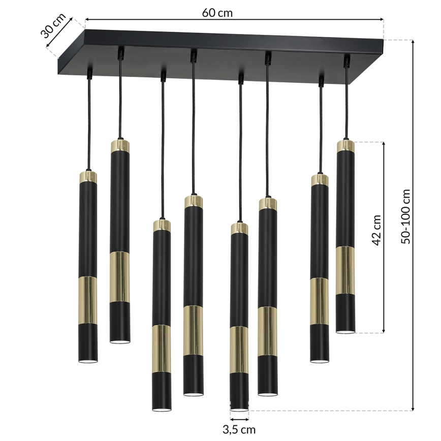 LED Πολύφωτο κρεμαστό με σύρμα DALLAS 8xGU10/3W/230V