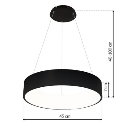 LED Πολύφωτο κρεμαστό με σύρμα OHIO BLACK LED/24W/230V