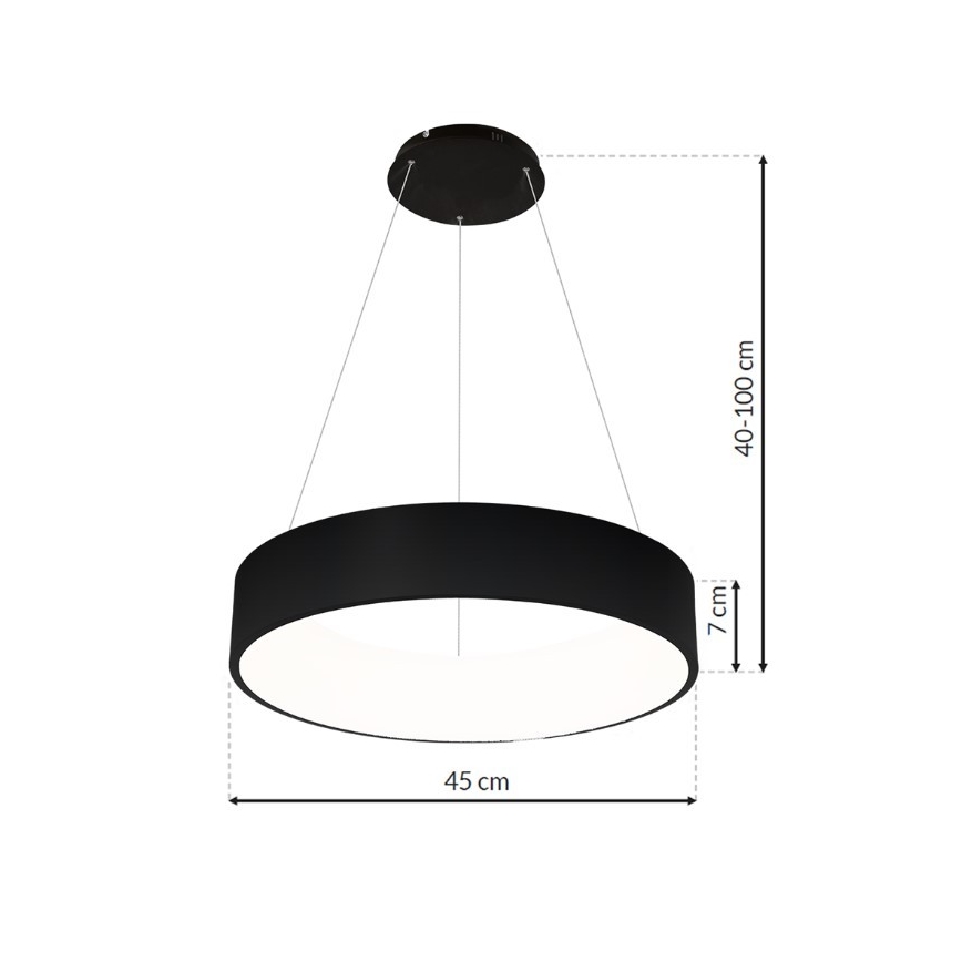 LED Πολύφωτο κρεμαστό με σύρμα OHIO BLACK LED/24W/230V