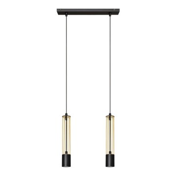 LED Πολύφωτο με συρματόσχοινο BARS 2xGU10/4,8W/230V μαύρο/χρυσαφί
