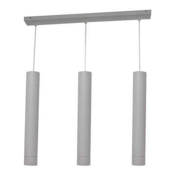 LED Πολύφωτο με συρματόσχοινο TUBA 3xGU10/4,8W/230V γκρι