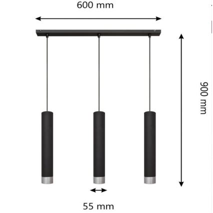 LED Πολύφωτο σε σχοινί TUBA 3xGU10/4,8W/230V