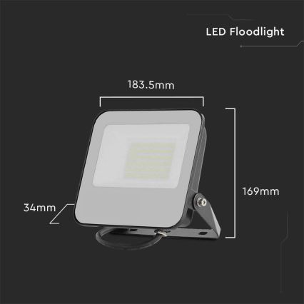 LED Προβολέας LED/50W/230V 4000K IP65 μαύρο