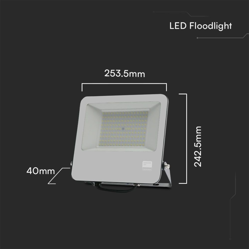 LED Προβολέας SAMSUNG CHIP LED/100W/230V 6400K IP65 μαύρο