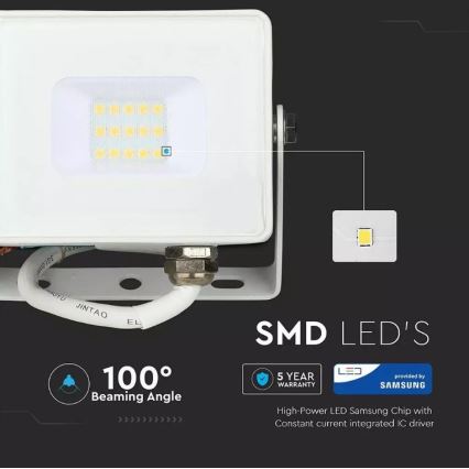 LED Προβολέας SAMSUNG CHIP LED/10W/230V IP65 3000K λευκό