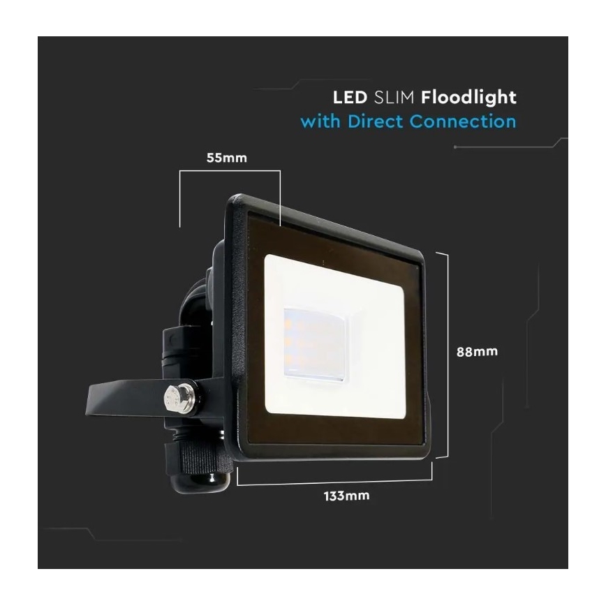 LED Προβολέας SAMSUNG CHIP LED/10W/230V IP65 4000K μαύρο