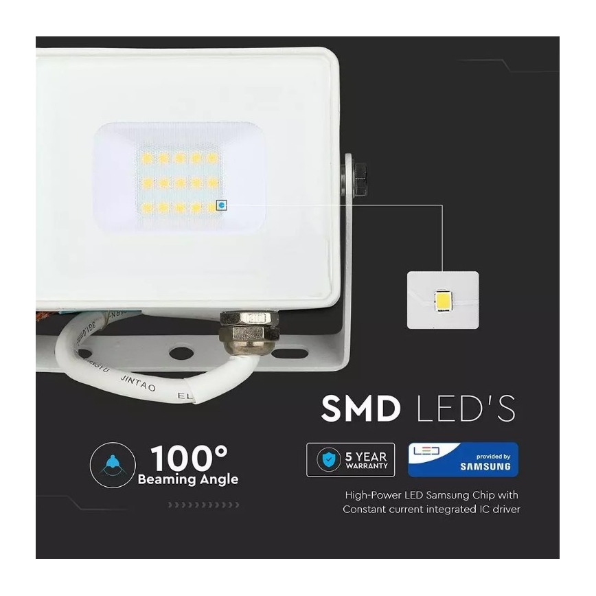 LED Προβολέας SAMSUNG CHIP LED/10W/230V IP65 6400K λευκό