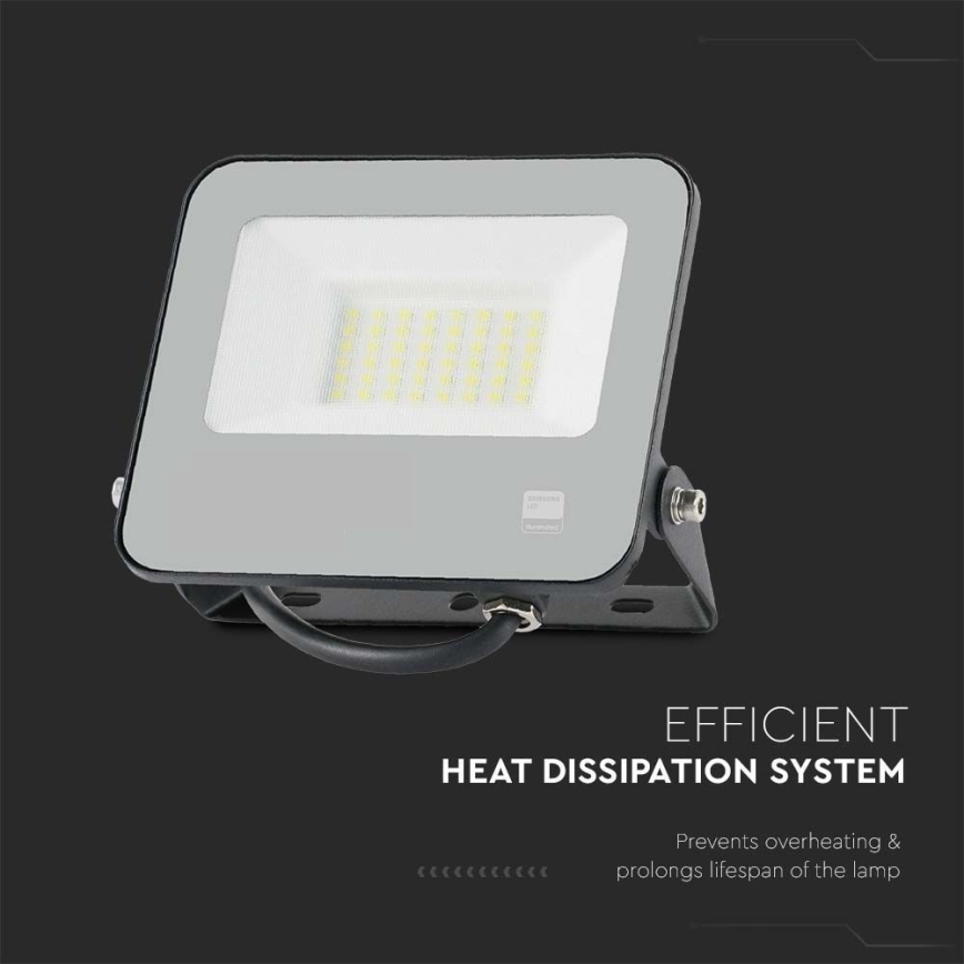 LED Προβολέας SAMSUNG CHIP LED/30W/230V 4000K IP65 μαύρο