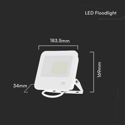 LED Προβολέας SAMSUNG CHIP LED/50W/230V 4000K IP65 λευκό