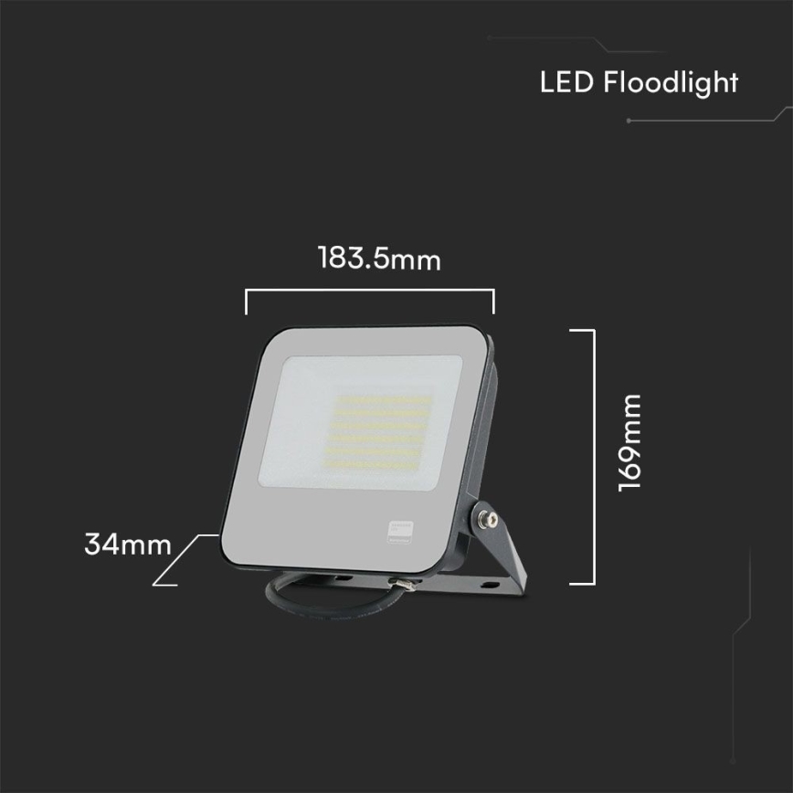 LED Προβολέας SAMSUNG CHIP LED/50W/230V 6500K IP65 μαύρο