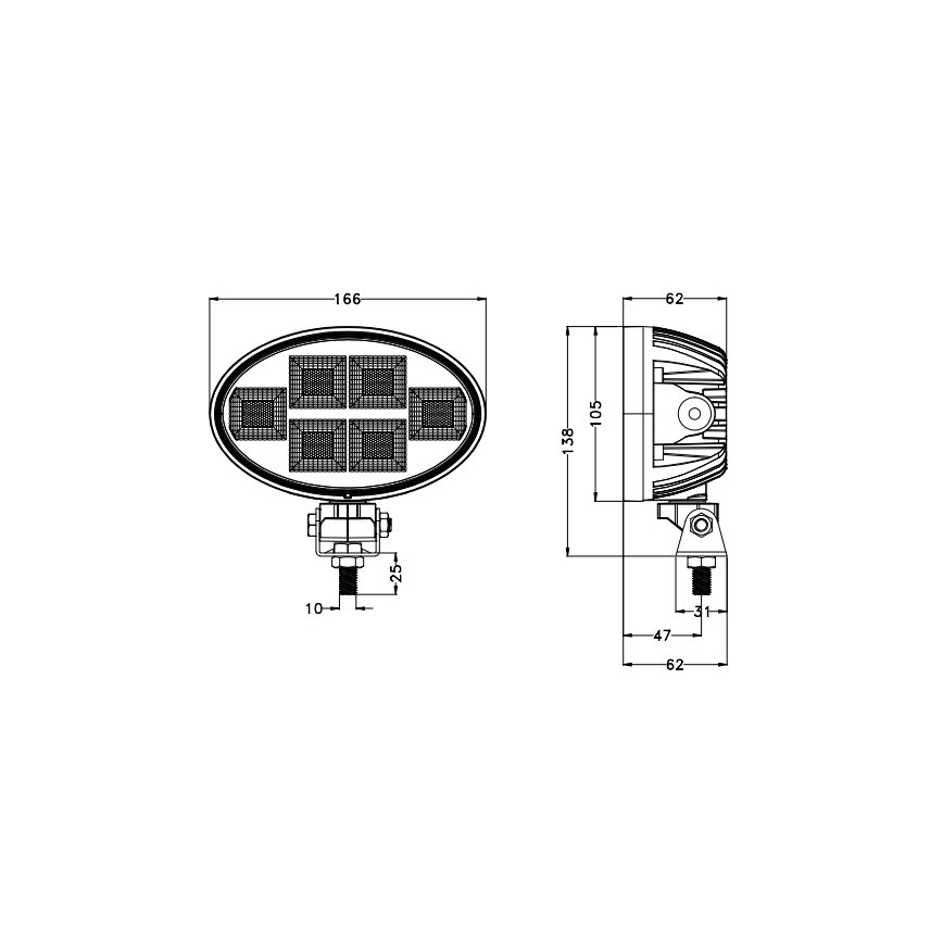 LED Προβολέας αυτοκινήτου BLACK LED/150W/10-30V IP69 5700K οβάλ