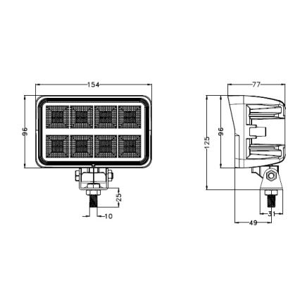 LED Προβολέας αυτοκινήτου BLACK LED/160W/10-30V IP69 5700K rectangular