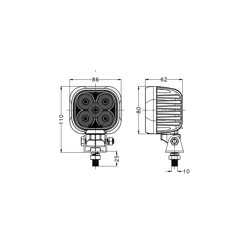 LED Προβολέας αυτοκινήτου BLACK LED/50W/10-30V IP69 5700K γωνιακός