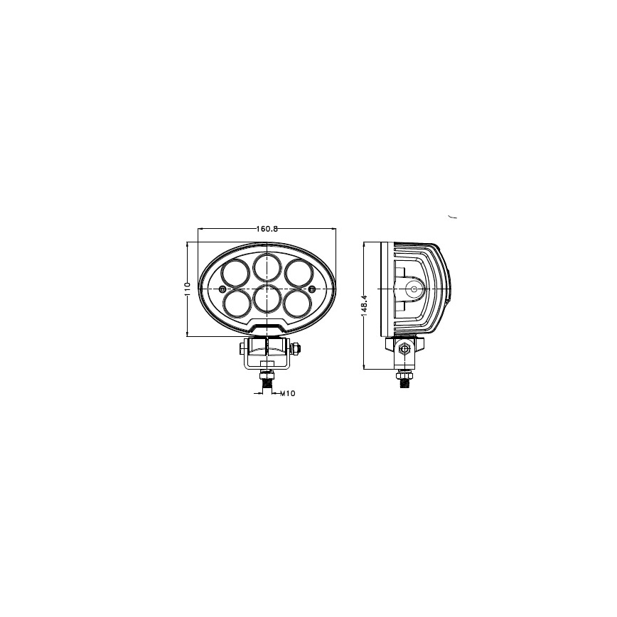 LED Προβολέας αυτοκινήτου BLACK LED/60W/10-30V IP69 5700K οβάλ