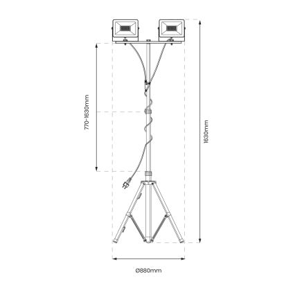 LED Προβολέας με βάση 2xLED/30W/230V 4000K IP44