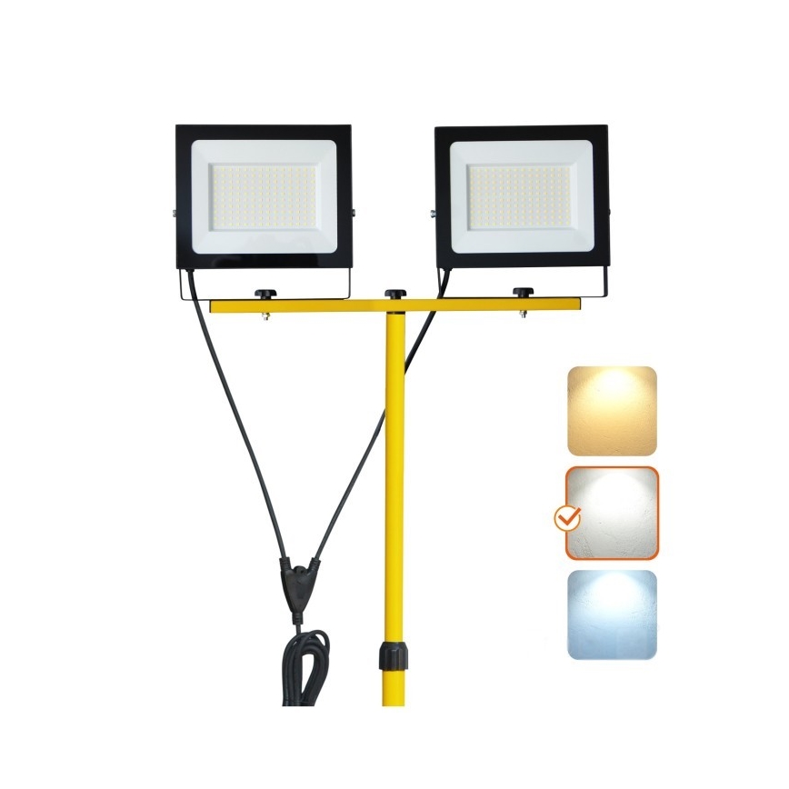 LED Προβολέας με βάση TIGRA 2xLED/100W/230V 4000K IP54 μαύρο/κίτρινο