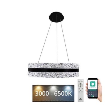 LED Ρυθμιζόμενο Κρυστάλλινο Φωτιστικό Οροφής με Καλώδιο LED/80W/230V 3000-6500K Μαύρο + Τηλεχειριστήριο