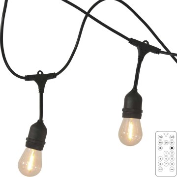 LED Ρυθμιζόμενη ηλιακή εξωτερική γιρλάντα PARTY 10xE27/3,7V 1800 mAh 10 m IP44 + τηλεχειριστήριο