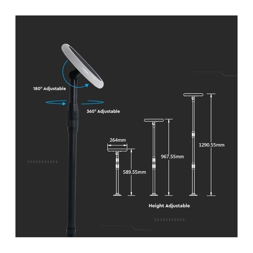 LED Ρυθμιζόμενο ηλιακό φωτιστικό GARDEN LED/8W/5V 60-129 cm 4000K IP65