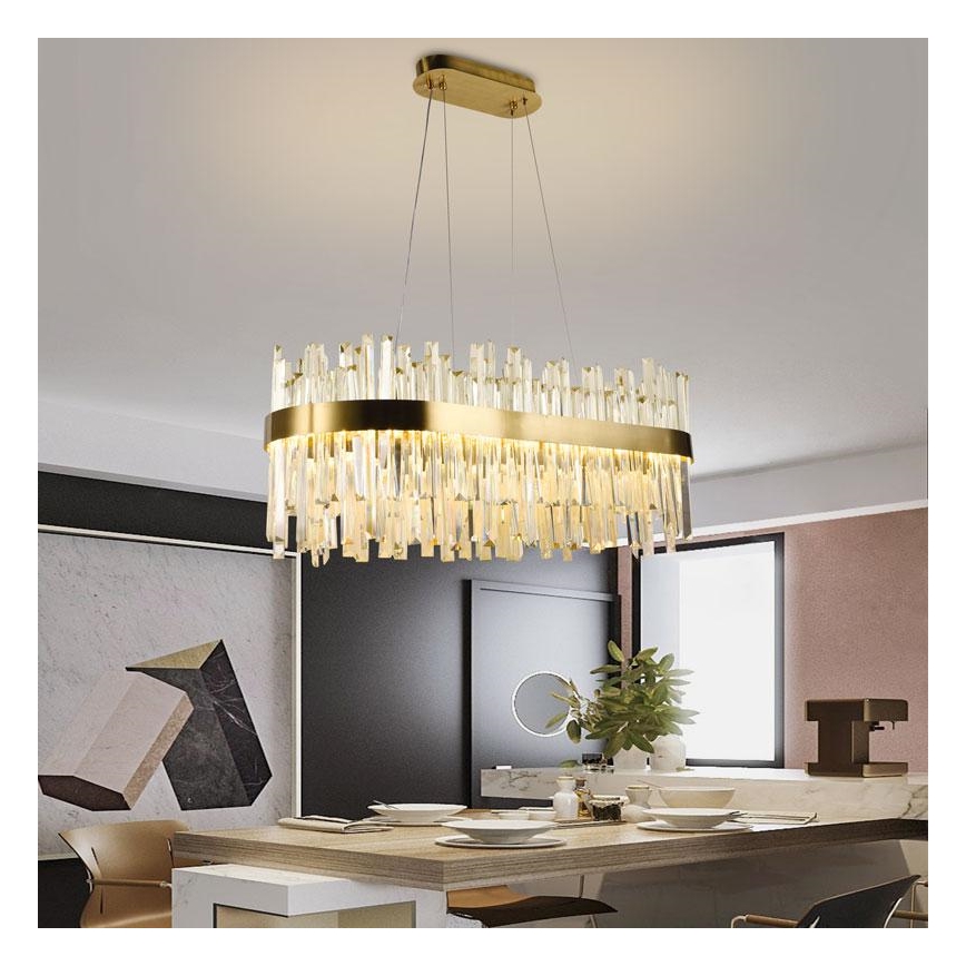 LED Ρυθμιζόμενο κρυστάλλινο φωτιστικό οροφής με καλώδιο LED/90W/230V 3000-6500K + τηλεχειριστήριο