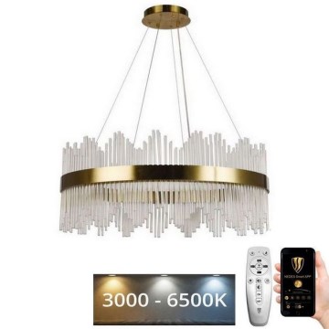 LED Ρυθμιζόμενο κρυστάλλινο φωτιστικό οροφής με καλώδιο LED/110W/230V 3000-6500K χρυσό + τηλεχειριστήριο