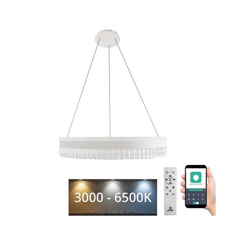 LED Ρυθμιζόμενο κρυστάλλινο φωτιστικό οροφής με καλώδιο LED/80W/230V 3000-6500K λευκό + τηλεχειριστήριο