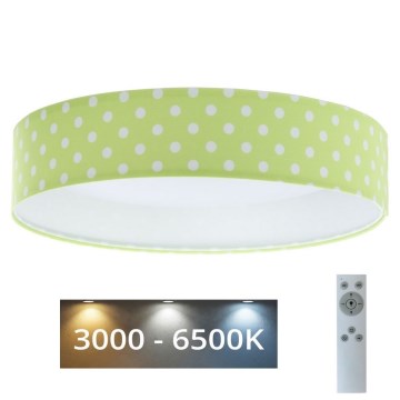 LED Ρυθμιζόμενο Παιδικό Οροφής Φωτιστικό SMART GALAXY KIDS LED/24W/230V 3000-6500K Πουά Πράσινο/Λευκό + Τηλεχειριστήριο