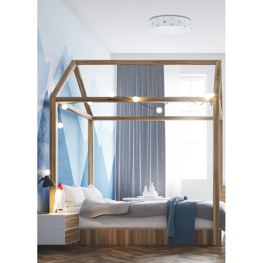 LED Ρυθμιζόμενο Παιδικό Οροφής Φωτιστικό SMART GALAXY KIDS LED/24W/230V 3000-6500K αστεράκια λευκό/γκρι/μπλε + τηλεχειριστήριο