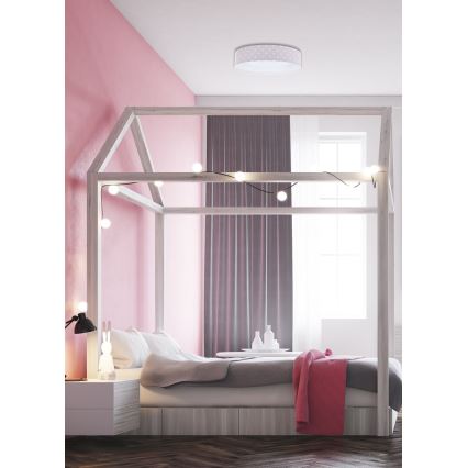 LED Ρυθμιζόμενο Παιδικό Οροφής Φωτιστικό SMART GALAXY KIDS LED/24W/230V 3000-6500K αστεράκια ροζ/λευκό + τηλεχειριστήριο
