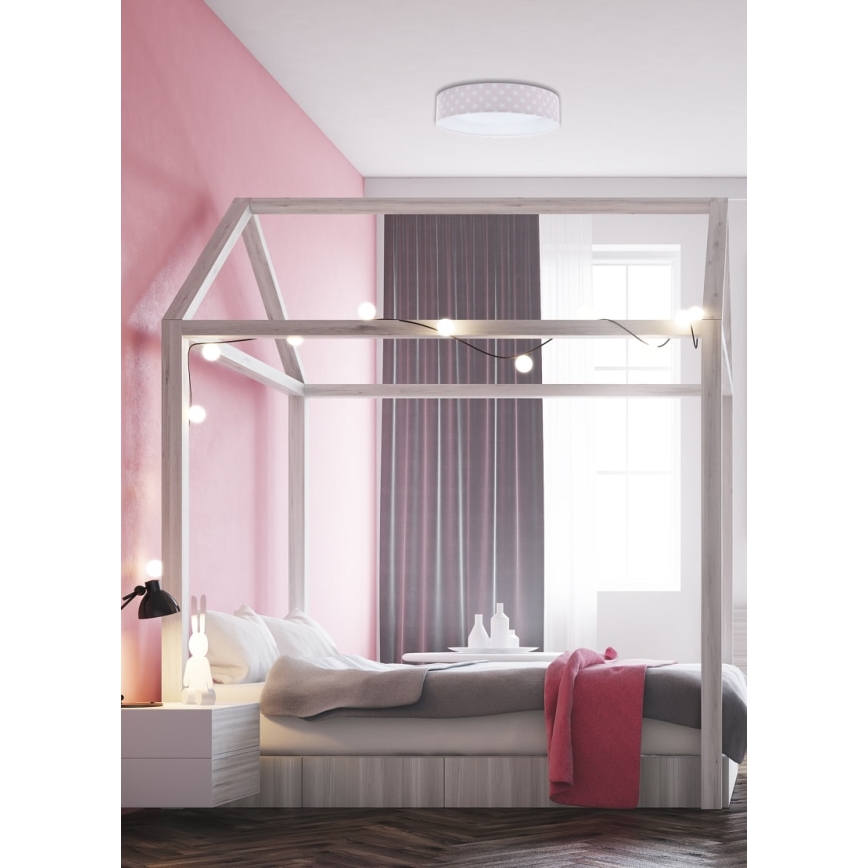 LED Ρυθμιζόμενο Παιδικό Οροφής Φωτιστικό SMART GALAXY KIDS LED/24W/230V 3000-6500K αστεράκια ροζ/λευκό + τηλεχειριστήριο