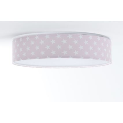 LED Ρυθμιζόμενο Παιδικό Οροφής Φωτιστικό SMART GALAXY KIDS LED/24W/230V 3000-6500K αστεράκια ροζ/λευκό + τηλεχειριστήριο