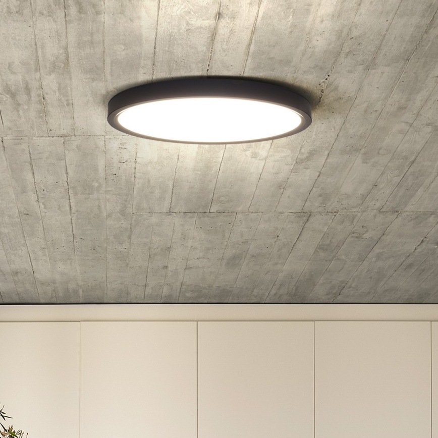 LED Ρυθμιζόμενο Φωτιστικό Οροφής ESTELA LED/36W/230V Ø30 εκ. Μαύρο + Τηλεχειριστήριο