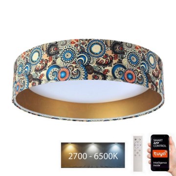 LED Ρυθμιζόμενο Φωτιστικό Οροφής SMART GALAXY LED/24W/230V διάμ. 45 εκ. 2700-6500K Wi-Fi Tuya πολύχρωμο/χρυσό + τηλεχειριστήριο