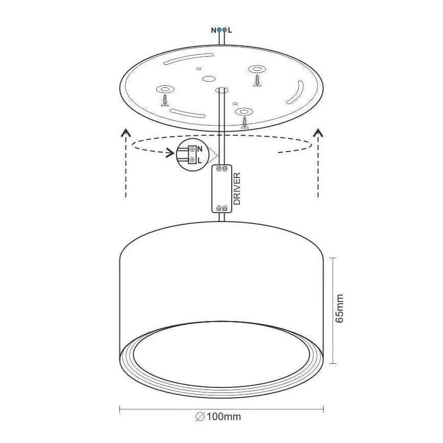 LED Σποτ LED/12W/230V 4000K διάμετρος 10 cm μαύρο