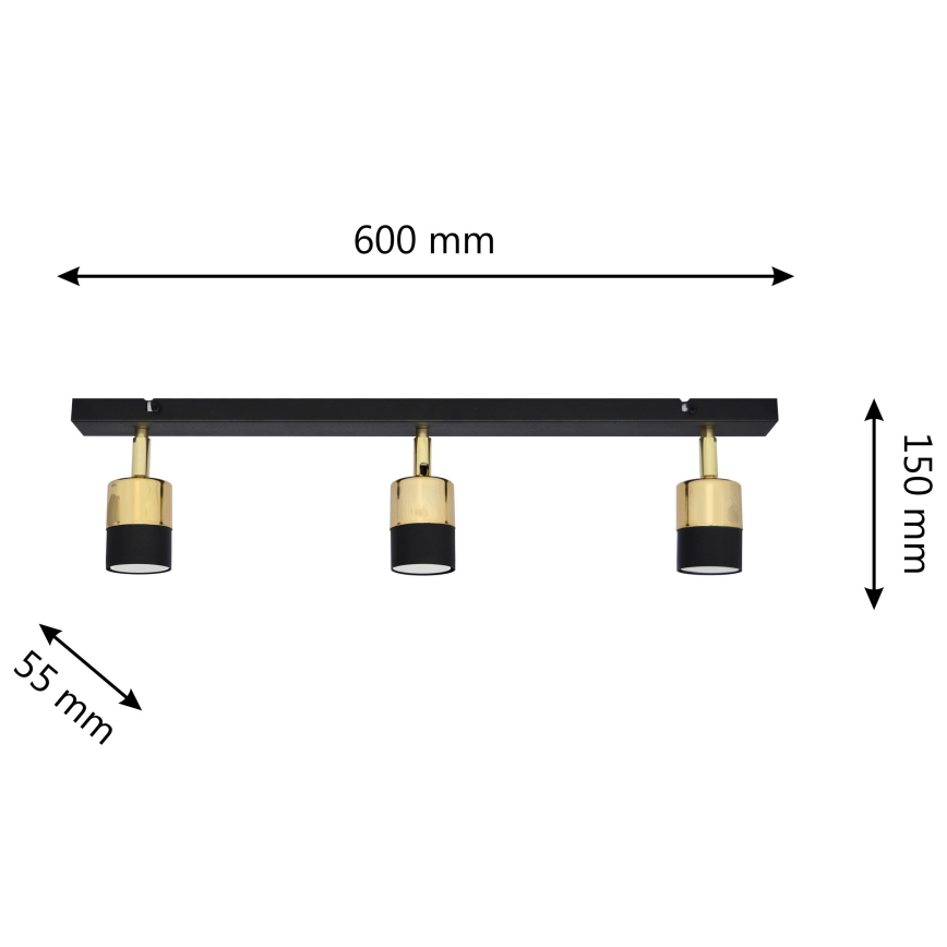 LED Σποτ TUBSSON 3xGU10/4,8W/230V μαύρο/χρυσαφί