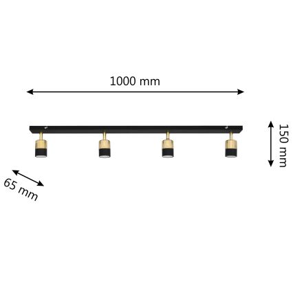 LED Σποτ TUBSSON 4xGU10/4,8W/230V μαύρο/χρυσαφί