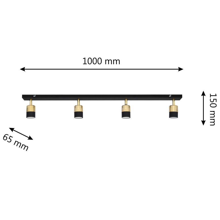 LED Σποτ TUBSSON 4xGU10/4,8W/230V μαύρο/χρυσαφί
