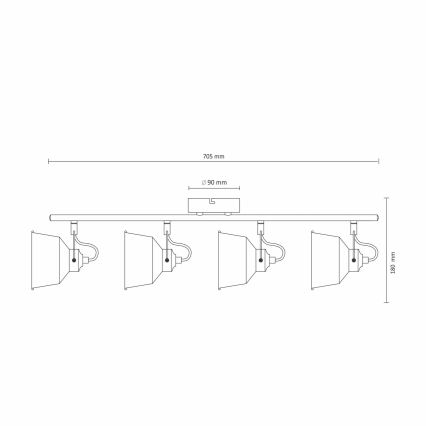 LED Συνδεδεμένο φως οροφής 4xE14/8W/230V
