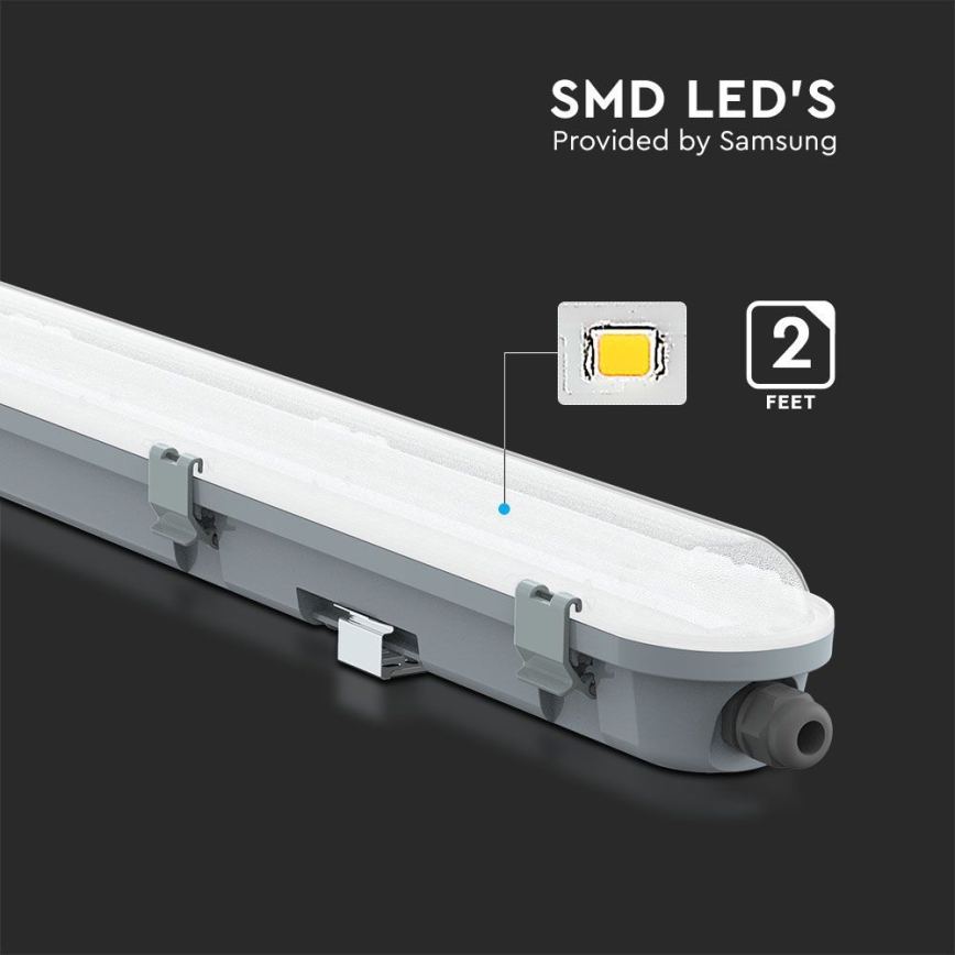 LED τεχνικό φωτιστικό τύπου φθορισμού SAMSUNG CHIP LED/18W/230V 6500K IP65 60 cm