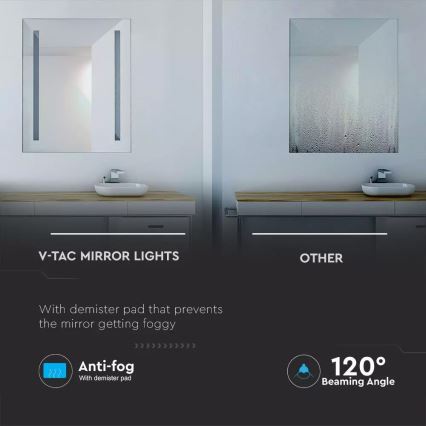 LED Μπάνιο θερμαινόμενο καθρέφτης με φωτισμό LED/17W/230V IP44