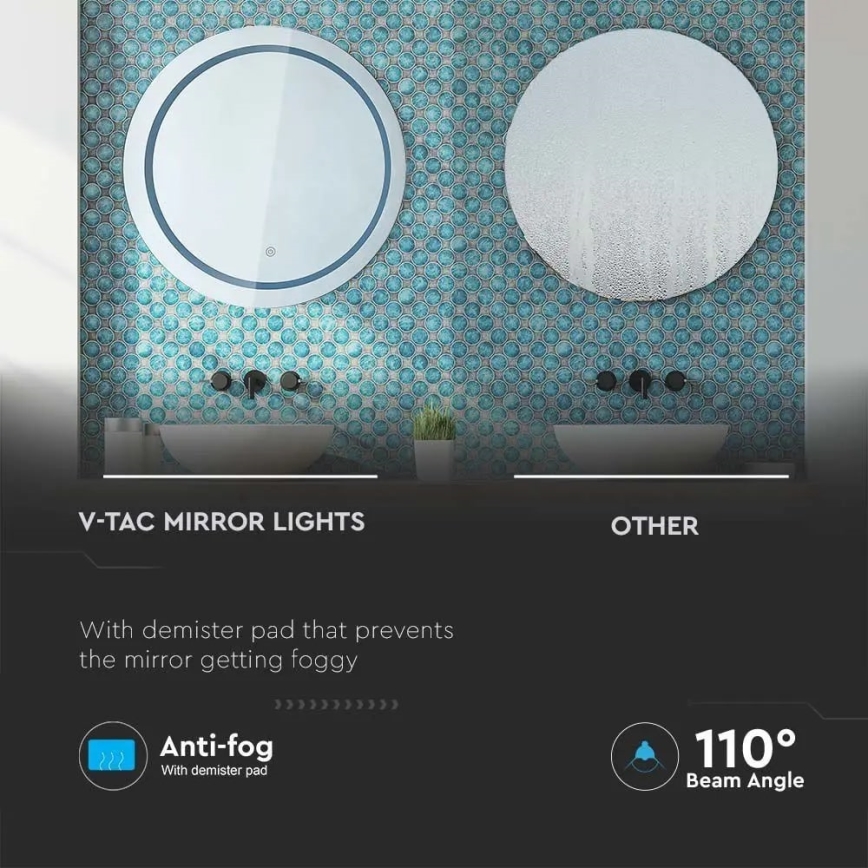 LED Μπάνιο θερμαινόμενο καθρέφτης με φωτισμό LED/25W/230V IP44 3000K/4000K/6400K