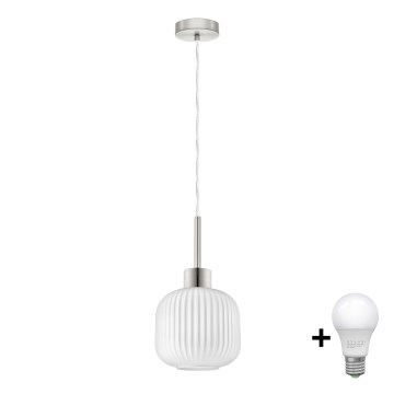 LED Φωτιστικό HARMA 1xE27/60W/230V διάμετρος 20 cm ματ χρώμιο/λευκό