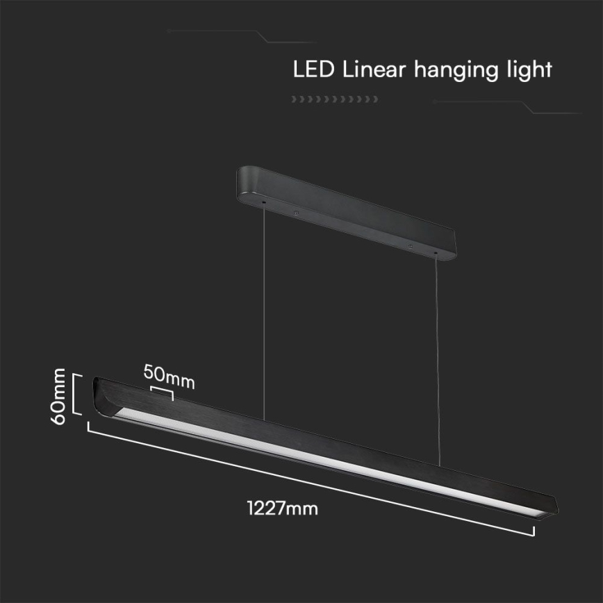 Φωτιστικό LED με καλώδιο LED/36W/230V 3000/4000/6400K μαύρο