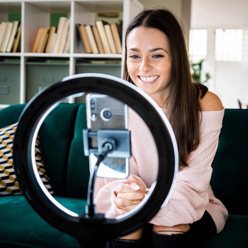 LED Φωτιστικό δαχτυλίδι ring με τρίποδο και βάση για κινητό LED/10W/5V 2700-6500K