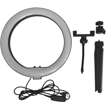 LED Φωτιστικό δαχτυλίδι ring με τρίποδο και βάση για κινητό LED/10W/5V 2700-6500K