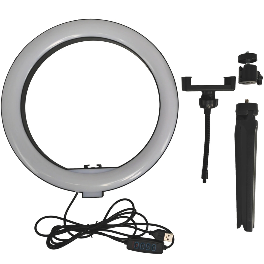 LED Φωτιστικό δαχτυλίδι ring με τρίποδο και βάση για κινητό LED/10W/5V 2700-6500K