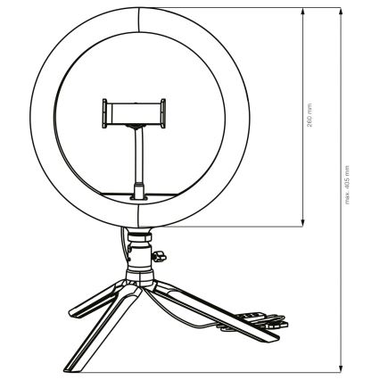 LED Φωτιστικό δαχτυλίδι ring με τρίποδο και βάση για κινητό LED/10W/5V 2700-6500K